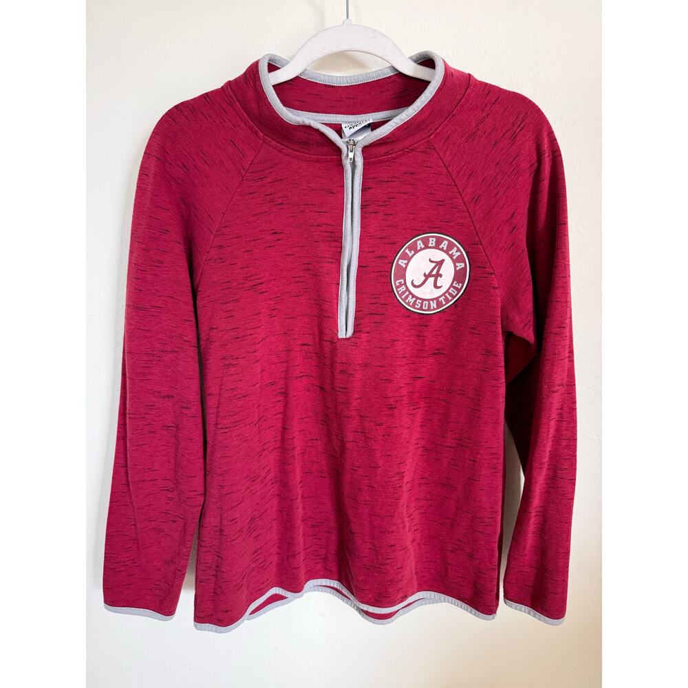 Alabama Crimson Tide Women’s Red 1/4 Zip Long Sleeve Pullover‎ Large Fleece-Feel